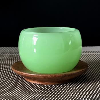 琉璃玉瓷翡翠色茶杯品茗杯中式家用功夫茶具玉杯子主人杯個人單杯