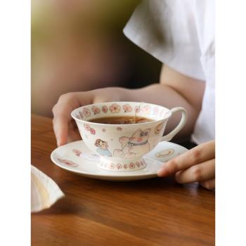 藍蓮花骨瓷咖啡杯碟網紅輕奢英式下午茶具套裝碟子創意ins風茶杯
