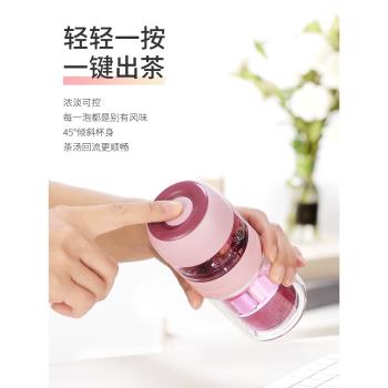 2022新款潮茶水分離泡茶杯雙層玻璃杯女士茶杯旅行個人專用水杯子