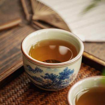 青花瓷主人杯單杯景德鎮個人茶杯陶瓷復古茶盞茶碗功夫茶具品茗杯