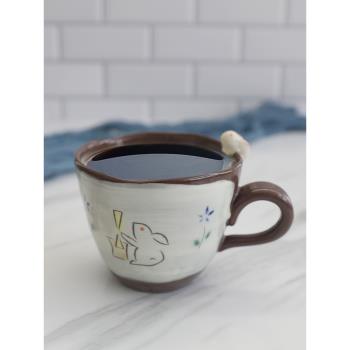 日本進口瀨戶燒馬克杯創意辦公室茶杯水杯咖啡杯家用可愛玉兔杯子