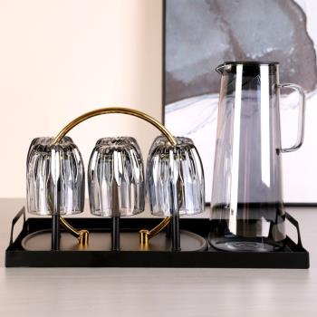 高顏值輕奢北歐玻璃水具整套家用客廳喝水玻璃杯子水壺茶杯茶具