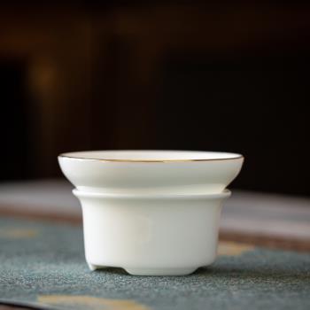 德化羊脂玉白瓷茶漏陶瓷茶慮茶葉過濾器高密度過濾網功夫茶具配件
