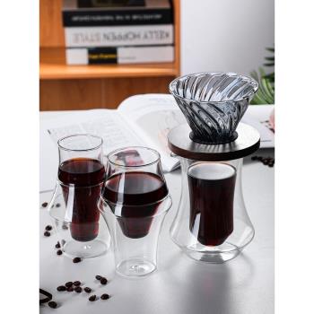 日式雙層玻璃咖啡萃取杯分享咖啡壺杯子品鑒杯高顏值茶杯咖啡杯