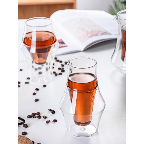 日式雙層玻璃咖啡萃取杯分享咖啡壺杯子品鑒杯高顏值茶杯咖啡杯
