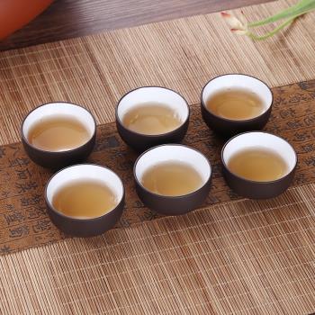 6只裝陶瓷小茶杯 20ML小茶杯耐熱防燙紫砂小茶杯功夫茶具品茗茶杯