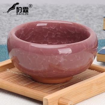 紫砂冰裂功夫小茶杯陶瓷茶盞茶碗家用單個紫砂品茗杯主人杯青花瓷