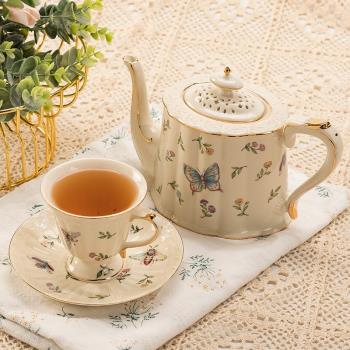 精致咖啡杯碟陶瓷ins風家用歐式下午茶杯套裝小輕奢蝴蝶杯子高檔