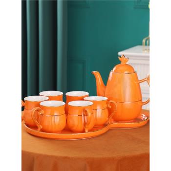 歐式輕奢水具喬遷茶具套裝 家用客廳 冷水壺陶瓷杯具茶杯杯子水杯