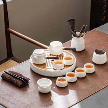 天生大器高檔羊脂玉白瓷茶具套裝家用客廳整套陶瓷小茶杯干泡茶盤