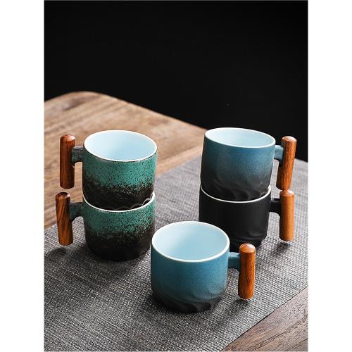 防燙木柄小茶杯主人杯陶瓷男女高檔個人日式茶具復古品茗杯子單杯|茶杯