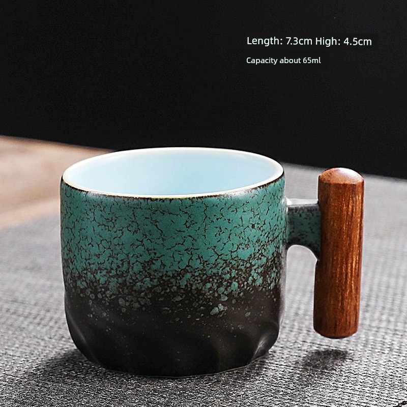 防燙木柄小茶杯主人杯陶瓷男女高檔個人日式茶具復古品茗杯子單杯|茶杯