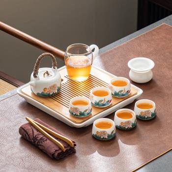 天生大器中式功夫茶具套裝家用陶瓷茶杯簡約干泡茶盤輕奢整套禮盒