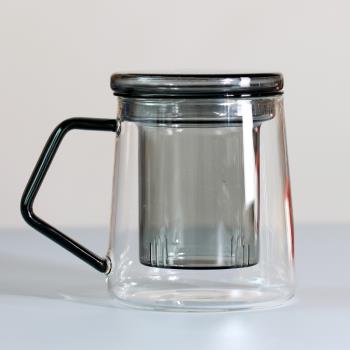 耐高溫玻璃茶水分離茶杯 耐熱玻璃水杯花果泡茶杯 辦公家用杯子