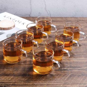 玻璃茶杯小杯子透明小玻璃杯帶把品茗杯功夫茶杯高硼矽耐熱玻璃杯