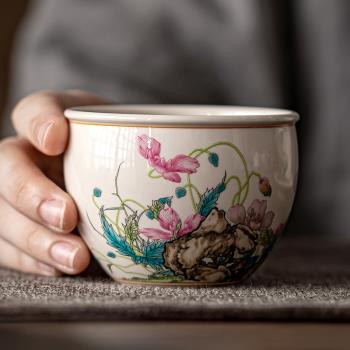 陶瓷虞美人單個哥窯辦公室茶杯
