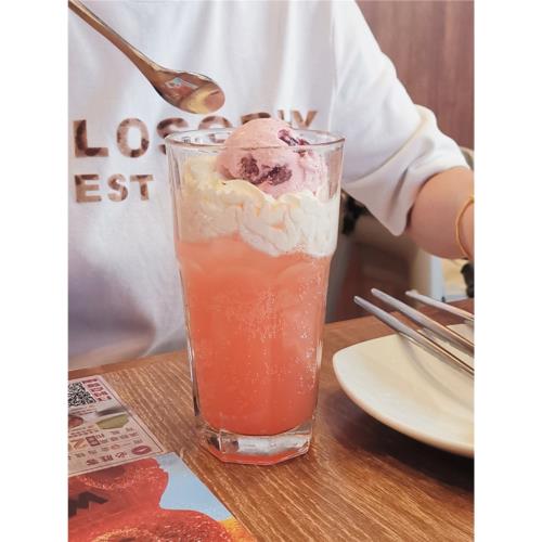 必勝客玻璃杯茶杯飲料奶茶八角水杯同款杯子餐具2025網紅爆款藍色