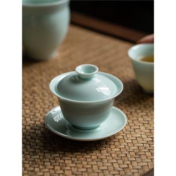 三才蓋碗茶杯單個高檔大號不燙手青瓷手工功夫茶具陶瓷泡茶碗茶杯