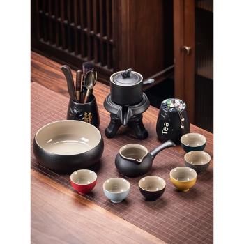 黑陶自動茶具套裝家用石磨懶人沖茶器茶杯整套辦公室泡茶神器