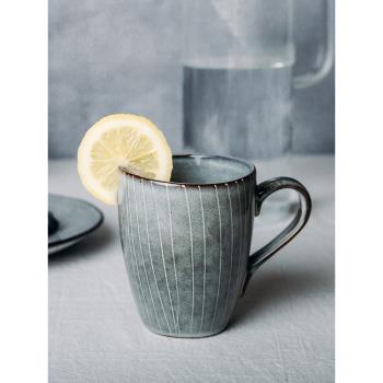馬克杯家用陶瓷水杯茶杯咖啡杯創意釉下彩手繪條紋日式復古杯子