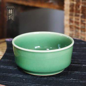 林塢窯手工杯高階龍泉青瓷直壁普洱杯功夫茶具馬蹄杯純色茶杯禮盒