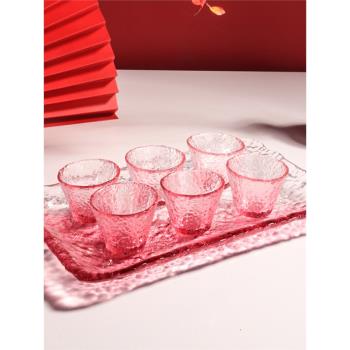 創意粉色玻璃茶具套裝冰露品杯小茶杯蓋碗茶海初雪功夫茶杯子