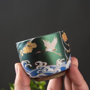 新款仙鶴杯茶杯琺瑯彩品茗杯景德陶瓷功夫茶具主人個人泡茶盞創意