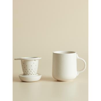 JZ幾致馬克杯北歐風格輕奢簡約杯子陶瓷辦公室家用帶蓋過濾杯茶杯