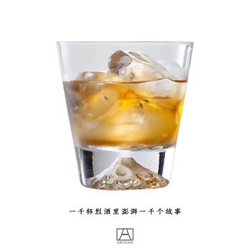 日式富士山杯玻璃杯茶杯創意冰山 水晶雪山威士忌酒杯北歐ins杯子
