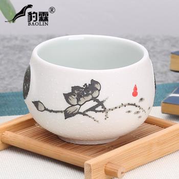 功夫小茶杯陶瓷茶盞茶碗家用單個紫砂主人杯青花瓷泡茶雞缸杯骨瓷