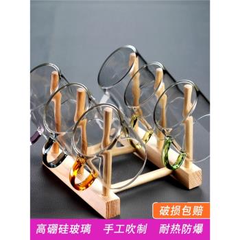 華美耐熱家用帶把品茗杯多色玻璃