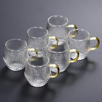 玻璃茶杯帶把耐熱玻璃杯家用個人專用喝水杯子待客茶具茶杯套裝