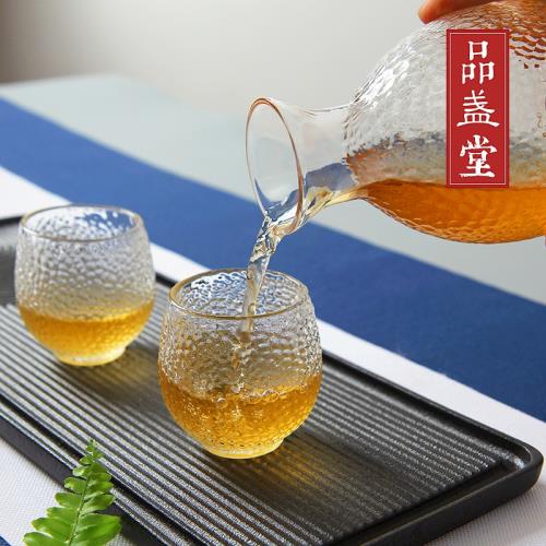 日式錘紋玻璃套裝小茶杯清酒壺