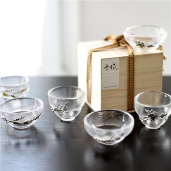 出口日式無鉛加厚透明玻璃清酒杯津輕小號酒杯餐廳茶杯套裝禮品杯