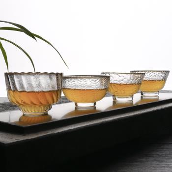 日式錘紋玻璃杯茶杯小號主人品茗杯功夫茶具少女小酒杯梅酒米酒杯