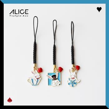 可愛愛麗絲魔法兔子手機繩U盤防丟包包拉鏈掛件配飾