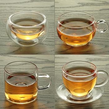 品茶杯手工耐熱玻璃把杯品茗杯聞香杯雙層杯小杯子功夫小茶杯茶具