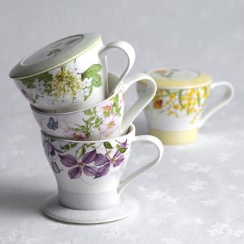 韓國原裝進口zenhankook 夏洛特四季帶蓋對杯茶杯水杯骨瓷陶瓷杯