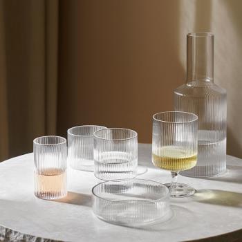2021新款 fermLIVING Ripple 條紋玻璃ins北歐水杯水壺香檳紅酒杯