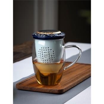 一園茶具陶瓷茶杯水杯帶蓋過濾高硼硅中式個人家用花茶泡茶辦公杯