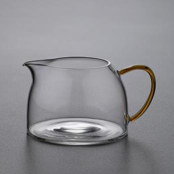 耐熱玻璃公道杯家用分茶杯豎紋帶把手功夫茶具配件日式茶海分茶器
