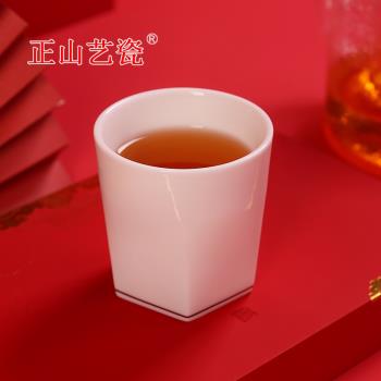 德化冰種羊脂玉白瓷主人杯品茗杯高檔功夫茶具茶杯陶瓷水杯子金邊