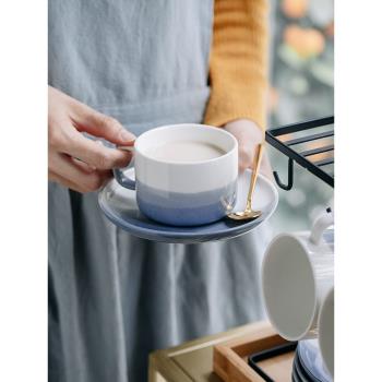 陶瓷杯咖啡杯碟子套裝小奢華簡約歐式咖啡具套裝下午茶花茶杯杯子