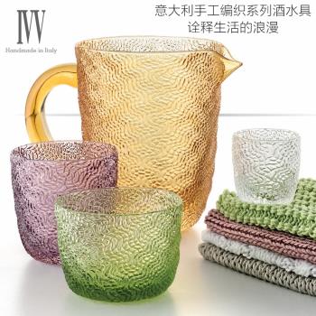 義大利進口IVV 手工彩色耐熱玻璃水杯小酒杯套裝清酒果汁檸檬茶杯