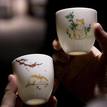 景德鎮手工陶瓷茶杯品茗杯聞香杯單個主人杯手繪功夫茶杯套組茶具