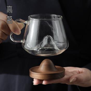 掛耳咖啡專用杯歐式小奢華玻璃杯英式下午茶杯子輕奢帶把山形茶杯