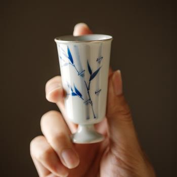 中式復古手繪松竹梅品茗杯青瓷