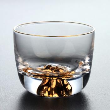 日式茶具玻璃主人杯日式功夫茶杯手工杯子小水晶透明酒杯藏金杯