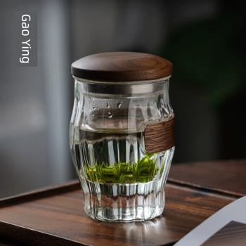 茶水分離杯泡綠茶杯個人專用家用大容量水杯耐熱防爆耐高溫玻璃杯