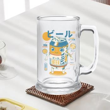 韓版把手大容量玻璃杯耐熱家用啤酒杯茶杯牛奶杯高級感水杯子男女